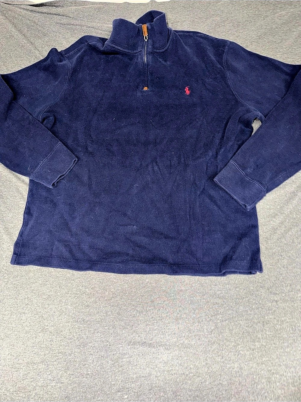 Polo Ralph Lauren Cotton Quarter-Zip Pullover Sweater XL Blue